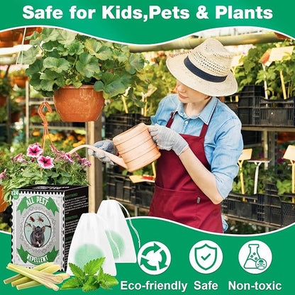 24 Pack Wasp and Bee Repellent Outdoor, Natural Peppermint Oil Carpenter Bee Repellent for Yellow Jackets, Hornets, Mud Wasp Deterrent for Indoor Outdoor Patio Garden Porch, Pet and Human Safe, Green