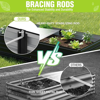 WORKPRO 7.5x4x2ft Outdoor Galvanized Raised Garden Bed, Rust-Resistant Planter Raised Beds for Vegetable, Flowers, Herbs, Black