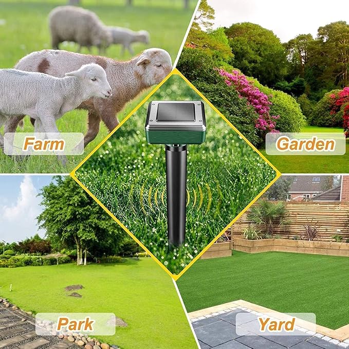 Mole Repellent Solar Powered 8 Pack Sonic Mole Deterrent Spikes, Snake Gopher Vole Repellent for Lawn Garden & Yard Gopher Deterrent, Groundhog Repellent