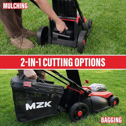 MZK 40V 16" Electric Lawn Mower, 2-in-1 Brushless Cordless Lawn Mower, Walk-Behind Push Mowers with 5-Position Height Adjustment, 2 x 4.0Ah Batteries & Charger Included, LM16I5H