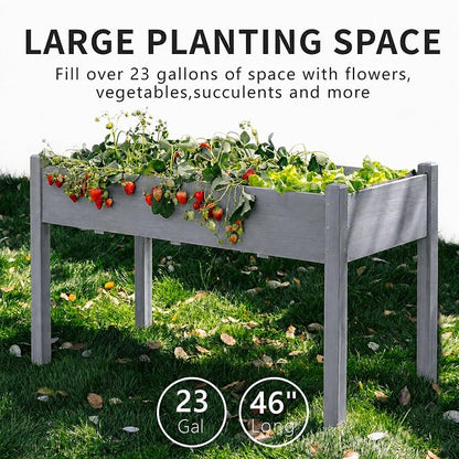 30" H Raised Garden Bed with Legs, Fir Wood Elevated Garden Bed Planter Box | Plant Stand Indoor/Outdoor for Tomato, Strawberry Herb Garden Planter