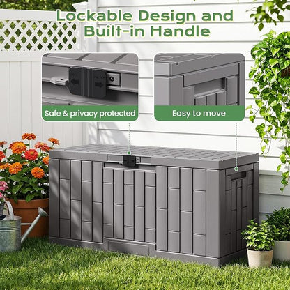 Jocoevol Deck Box 60 Gal, UV Resistant & Waterproof Outdoor Storage Box with Lock, Easy Assemble Storage Bins Container for Pool Patio Garden