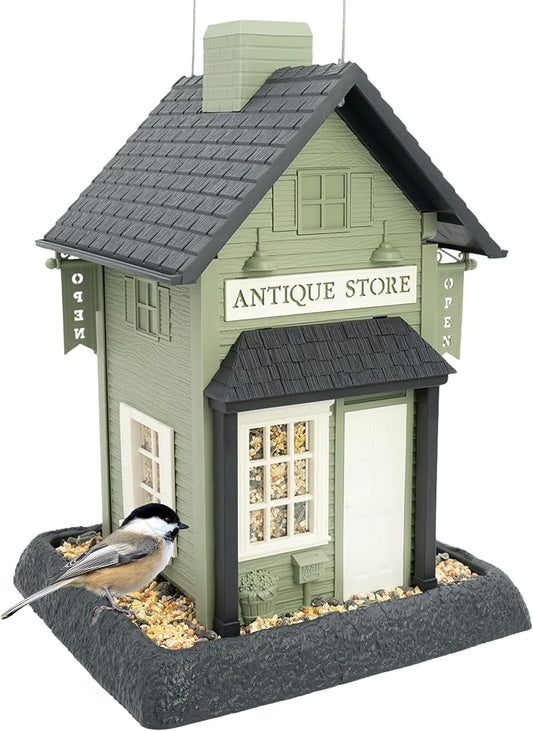 North States Village Collection - Antique Store Birdfeeder for Outdoors, Holds 6.5 Lbs of Seed in Green