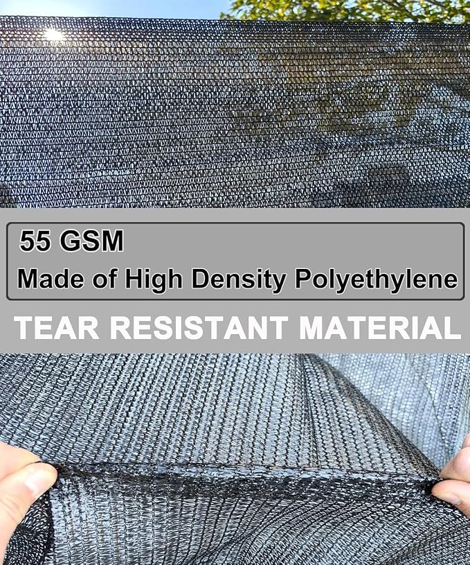 40%-50% Black Shade Cloth for Garden,6.5FT x 12FT Sun Block Mesh Tarp | Sun Shade Cover for Plants Cover, Greenhouse, Patio, Vegetables, Chicken Coop, Shade Net for Outdoor Protection
