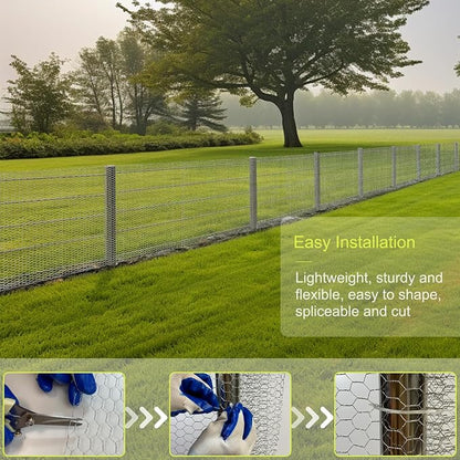 Chicken Wire Fencing, 16.5 x 138 Inch Chicken Wire Mesh Roll for Garden Plants, 1 Inch Mesh Hexagonal Galvanized Metal Poultry Wire Netting for Chicken Coop Rabbit Dogs Barrier