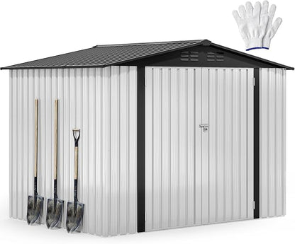DWVO 7'x5' Large Metal Outdoor Storage Shed, Heavy Duty Tool Storage Sheds for Backyard Patio Lawn - Ideal for Bicycles, Garden Tools, and Lawn Equipment, Easy-to-Assemble, White