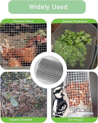 Hardware Cloth 24in x 20ft 1/2 Inch 19 Gauge, Hot-Dipped Galvanized Welded Wire Mesh, Low Carbon Steel, Animal Cage Wire Netting, Garden Wire Mesh