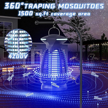 Electric Bug Zapper Outdoor, 4200V Mosquito Zapper with 20W UV Light, Plug-in Insect Killer with Removable Tray, Hanging Fly Trap for Patio, Porch, Backyard, Garage and Indoor Use