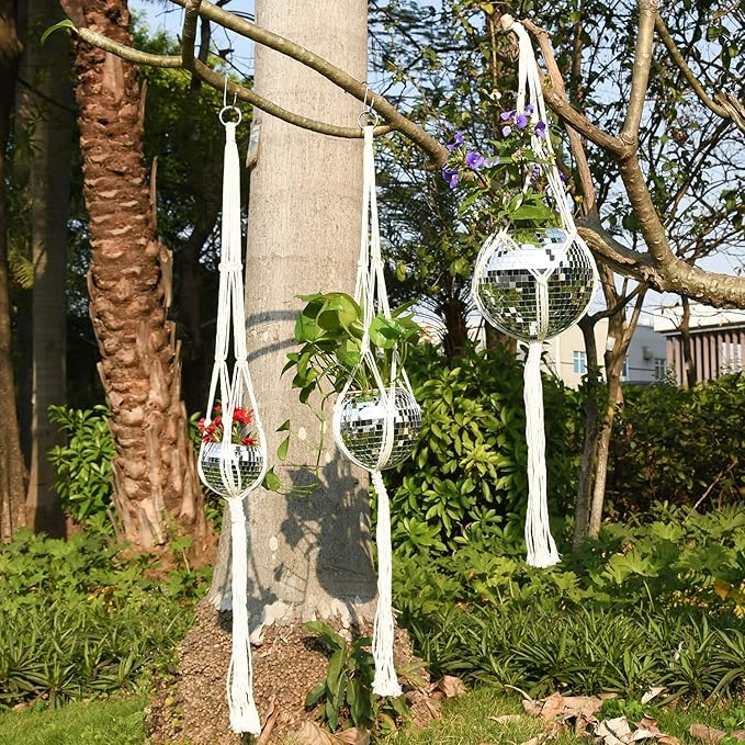 6" Disco Ball Plant Hanger with Hanging Rope, Hanging Chain, Hook, Circle | for Decoration