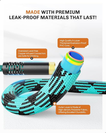 WELLUCK 100 FT Garden Hose - Ultra-Strong 3750D, Flexible Water Hose, Lightweight Non-Expanding hose with 10 Function Sprayer, Leak proof, Pressure Resistant for Yard, Outdoor