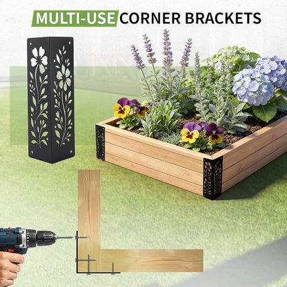 8-Pack Corner Brackets for Wood, Heavy-Duty Metal Corner Brackets for Raised Garden Bed, 11" x 3" x 3" Thickened Garden Bed Corner Brackets, Rust Resistant Raised Garden Bed Corners with Screws