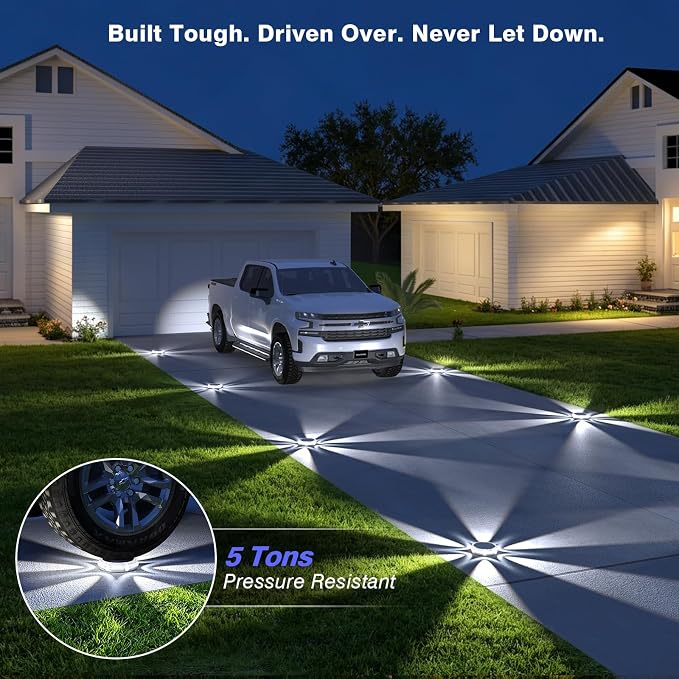 YiLaie Solar Pathway Lights Outdoor IP68 Waterproof,4 Pack Solar Ground Lights 1000mAh,Stick & Stake Landscape Lighting for Garden Pathway Lawn Yard Deck Driveway Walkway, Cold White