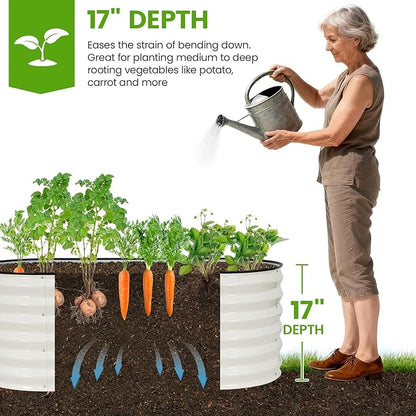 Galvanized Raised Garden Bed Outdoor |17'' Tall Planter Box Outdoor for Deep Root Plants | 2Pcs Raised Bed Kit for Gardening with Rubber Strip for Vegetables Flowers Fruits (White, 4x2x1.4FT)