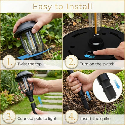 Solar Pathway Lights Outdoor 8 Pack, Warm White Solar Path Lights, Waterproof Energy Efficient Landscape Lights Decorative Auto On/Off, Solar Garden Lights for Yard Walkway Driveway Patio