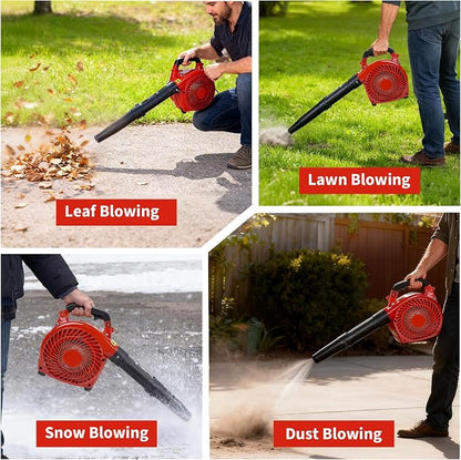 28 CC Gas Powered Leaf Blower, Gas Handheld Leaf Blower, 490 CFM, 280 MPH, 2-Cycle Gas Blowers for Lawn Care, Driveway Cleaning and Light Snow Removal