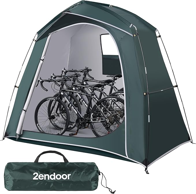 Bike Storage Tent Outdoor, Waterproof Bicycle Shed for 4-5 Bikes, PU4000 210D Oxford, Fiberglass Frame, Rain-Blocking Awning Design, Outdoor Storage for Bikes, Lawn Mower, Garden Tools Green