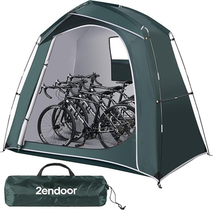 Bike Storage Tent Outdoor, Waterproof Bicycle Shed for 4-5 Bikes, PU4000 210D Oxford, Fiberglass Frame, Rain-Blocking Awning Design, Outdoor Storage for Bikes, Lawn Mower, Garden Tools Green