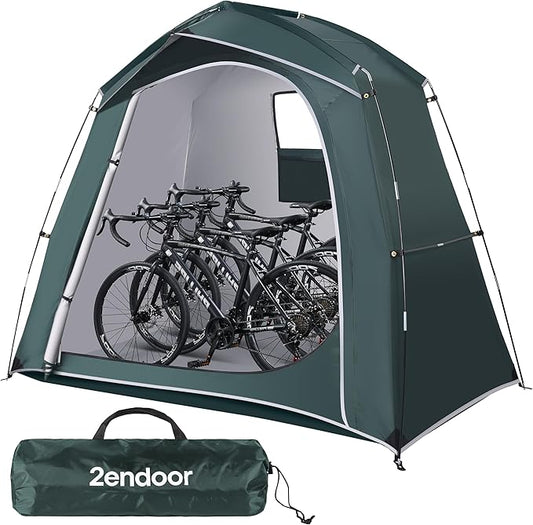 Bike Storage Tent Outdoor, Waterproof Bicycle Shed for 4-5 Bikes, PU4000 210D Oxford, Fiberglass Frame, Rain-Blocking Awning Design, Outdoor Storage for Bikes, Lawn Mower, Garden Tools Green