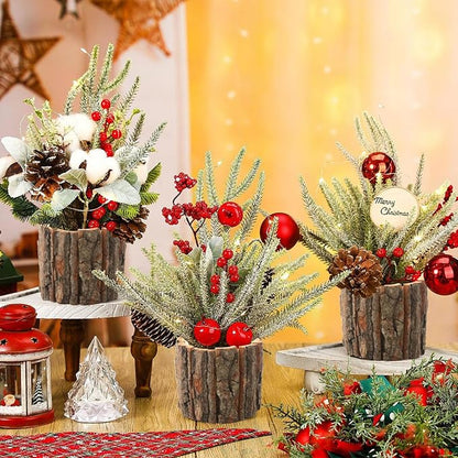 6 Pcs Wooden Vases for Centerpieces, Wood Flower Vase Rustic Tree Stump Planter Pots for Woodland Party Wedding Window Home Farmhouse Christmas Table Decor