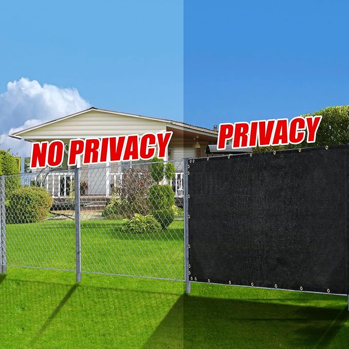 Black 5FT X 50FT Outdoor Privacy Screen Fence & Mesh Shade Net Cover, Ideal for Garden and Backyard - Enhances Privacy for Fencing & Chain Link, Perfect for Patio Privacy Wall, Slats，Freestanding
