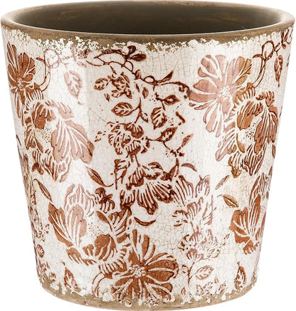 Beeveer Farmhouse Ceramic Planter 5.5 Inch Large Plants Pot Crack Beige Brown Flowers Plant Pots with Drainage Hole Indoor Plants Kitchen Rustic Antique Decor Gift