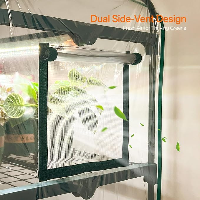 Bstrip Indoor Greenhouse with Grow Light, 5-Tier Large Green House, 5Pcs Grow Lights for Seed Starting with Timer, PVC Tent with Airflow Windows, Indoor Greenhouse Cabinet 40.2x18.9x74.8in
