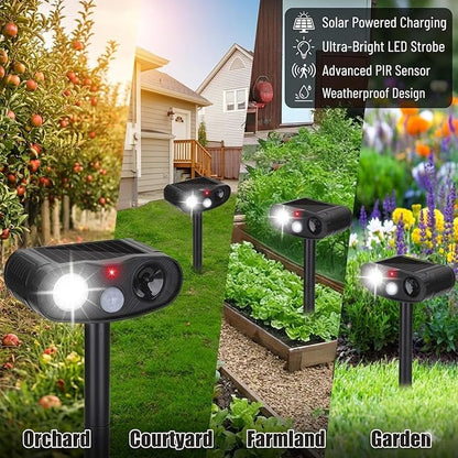 4Pack Sonic Fortress Pro Deer Repellent Devicess,Solar Animal Repeller | Ultrasonic Cat Repellent Outdoor with Motion Detection, Deer Repellent Devices with LED Flash Lights