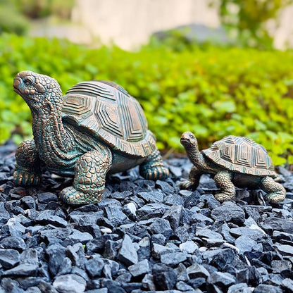 2 Pcs Outdoor Garden Turtle Statue, Mother and Baby Turtle Figurines for Garden, Patio, Lawn, Deck Decor, Resin Housewarming Gifts