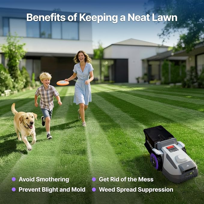 ANTHBOT N8 Robotic Lawn Mower with Sweeper, RTK+NRTK 1/2 Acre, 4-in-1 Mowing and Grass Collection System, Automatic Targeted Dumping 23L Large-Capacity Leaf Collection Bin, 45% Slope, App Control