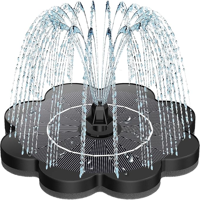 SZMP Solar Water Fountain with Flower Pattern No Battery,Faster Conversion Solar Bird Bath Fountains Glass Solar Panel,Solar Fountain for Bird Bath Garden Small Ponds Outdoor Décor