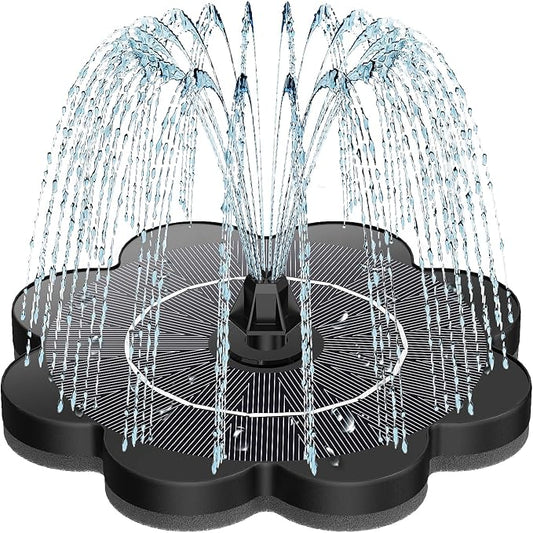 SZMP Solar Water Fountain with Flower Pattern No Battery,Faster Conversion Solar Bird Bath Fountains Glass Solar Panel,Solar Fountain for Bird Bath Garden Small Ponds Outdoor Décor