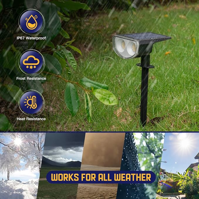 Kyosho Solar Spot Lights Outdoor, IP67 Waterproof 38 LED Solar Powered Landscape Spotlights for Yard, Garden, Driveway, Walkway, Auto On/Off, 3 Modes, 6 Pack