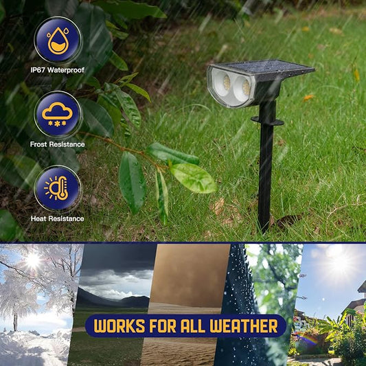 Kyosho Solar Spot Lights Outdoor, IP67 Waterproof 38 LED Solar Powered Landscape Spotlights for Yard, Garden, Driveway, Walkway, Auto On/Off, 3 Modes, 6 Pack
