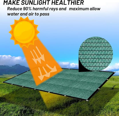 Cool Area 90% Sun Shade Cloth Mesh Tarp with Grommets for Plant Cover 6.5x16.5ft Patio Canopy Garden Pergola Greenhouse Car Barn Kennel Dark Green
