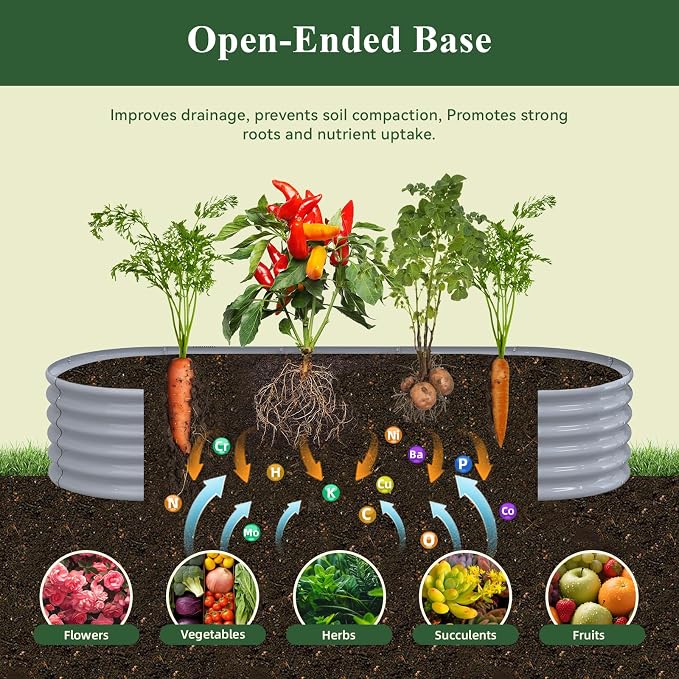 Galvanized Raised Garden Bed, 8x3x1.5ft Oval Metal Planter Box | Easy Tool-Free Assembly, Beginner & Senior Friendly, 18" Tall Large Outdoor Gardening Beds for Vegetables, Flowers, Herb Gray