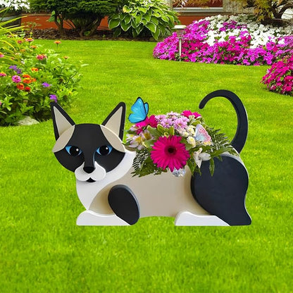 Siamese Cat Cat Planter ots, 12.5 x 5.6 x 7.8 Inches | Cat Flower Pot, Cute Animal Shaped Plant Pot, Gifts for Women & Pet Lovers, Indoor Outdoor Garden Home Office Decor