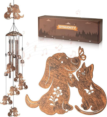 Cat Dog Wind Chimes for Outside,Gardening Gifts for cat Dog Lover，Women，Men，Mom，Birthday Party Decorations,Memorial Gifts,Wind Chimes Outdoors，Indoors,Room,Home,Wall,Garden,Patio,Yard Decor