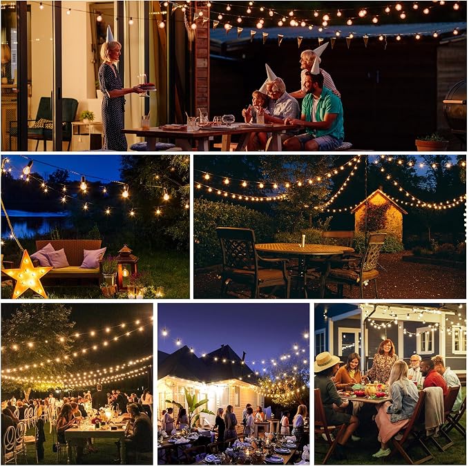 Outdoor String Lights 100ft LED Hanging Globe Patio Lights with G40 Shatterproof Bulbs(34+3 Bulbs), Spring Easter Gift for Men Women Waterproof Connectable Hanging Light Outdoor Decor Garden Backyard