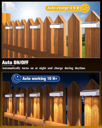 JOFIOS Solar Fence Lights 12 Pack, 50 Lumens Outdoor Fence Solar Lights with 12 Modes RGB Color Glow LED Solar Lights Outdoor Waterproof for Patio, Backyard, Deck, Fence, Railing.（White Shell）