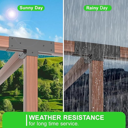 4x4 Pergola Brackets Kit, 3.6 in, 2 4-Way Corners, 2 Post Bases | Q235 Steel with Black Coating, 20 Hex Screws and Drill Bit Included for Gazebos, Patios and Outdoor Kitchens