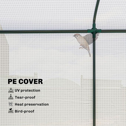 Outsunny Mini Greenhouse, Portable Greenhouse with Roll-Up Door and 2 Mesh Windows, Small Green House with PE Cover for Garden Patio Lawn, 78.7" x 29.5" x 74", White