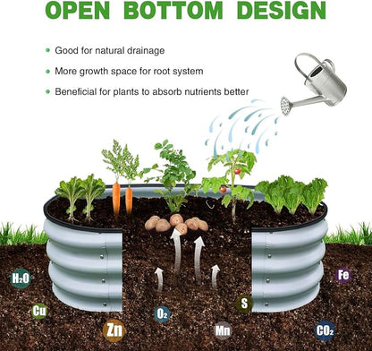 GrowHaus 4x2x1ft Galvanized Raised Garden Bed, Planter Boxes Outdoor Metal Garden Beds for Planting Vegetables Flowers Herbs Silver 2 Pack
