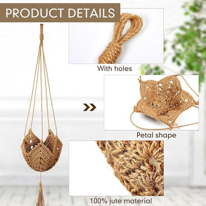 Shappy 4 Pack Boho Macrame Plant Hanger, Large Hanging Planter Plant Holder Pot Hanger Hanging Basket Wall Planters, Plants Lover Gift for Indoor Garden (Classic,Brown)
