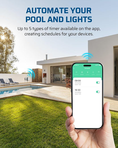 DEWENWILS Pool Pump Timer, Heavy Duty Outdoor WiFi Timer Box, 40A 120VAC 2HP, Work with Smart Life, Alexa, Google Assistant, Easy Wiring for Pool, Water Heater, ETL Listed