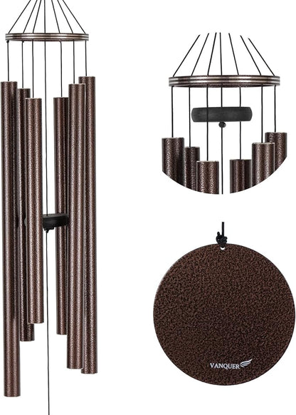Vanquer Wind Chimes for Outside Deep Tone - 48'' Wind Chimes Outdoor Clearance, Deep Tone, Memorial WindChimes, Outdoor Décor, Wind Spinner, Sympathy Gift, Patio, Home Décor (Bronze)
