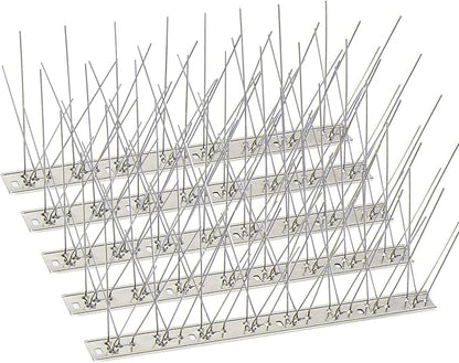 KKY Bird Spikes Stainless Steel Base, Metal Bird Repellent Nail Fence Kit, Can Be Used to Stop Pigeons and Other Small Birds, Covering 10.8 Feet 10 Packs.