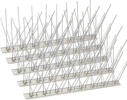 KKY Bird Spikes Stainless Steel Base, Metal Bird Repellent Nail Fence Kit, Can Be Used to Stop Pigeons and Other Small Birds, Covering 10.8 Feet 10 Packs.