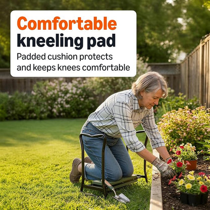Amazon Basics Gardening Stool, Foldable Garden Kneeler and Seat for Outdoor, Padded Design
