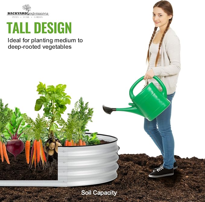 Backyard Expressions Home Galvanized Raised Garden Bed Kit 6x3x1ft, Planter Box Raised Garden Beds Outdoor, Easy Assembly Metal Raised Bed for Gardening Vegetables, Fruits, Flowers - Silver