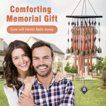Wind Chimes for Outside, 30" Memorial Wind Chimes with 28 Pieces Tubes and 16 Copper Bell for Garden, Patio,Window Hanging Decoration, Bronze Memorial Sympathy Gifts for Mom